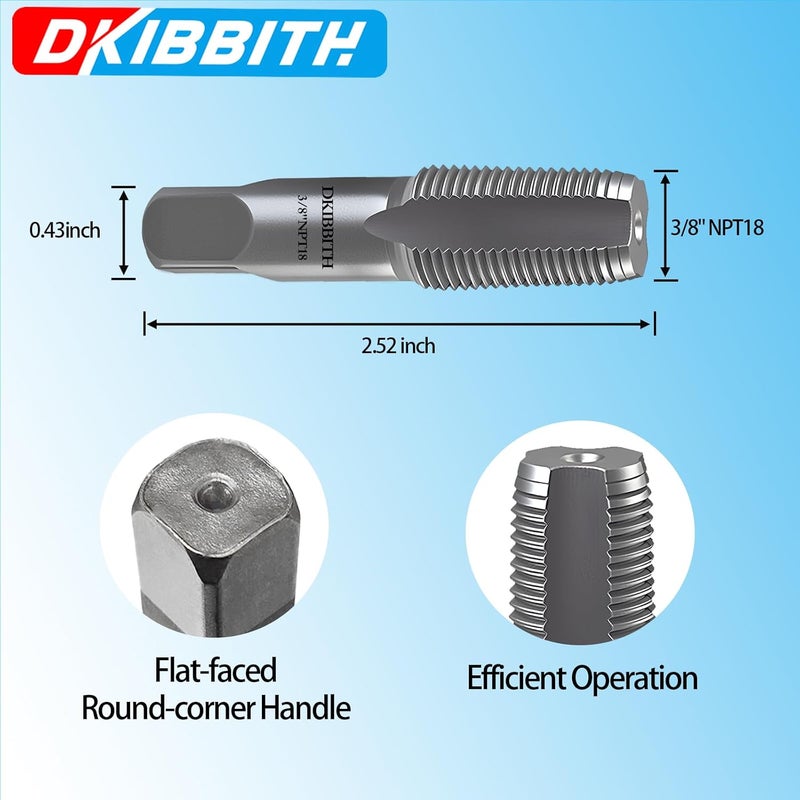DKIBBITH 2-Piece 3/8" NPT Pipe Tap Set Carbon Steel Hand Threading Tool for Assorted Plumbers Mechanics DIY Thread cutting tools. - Image 2